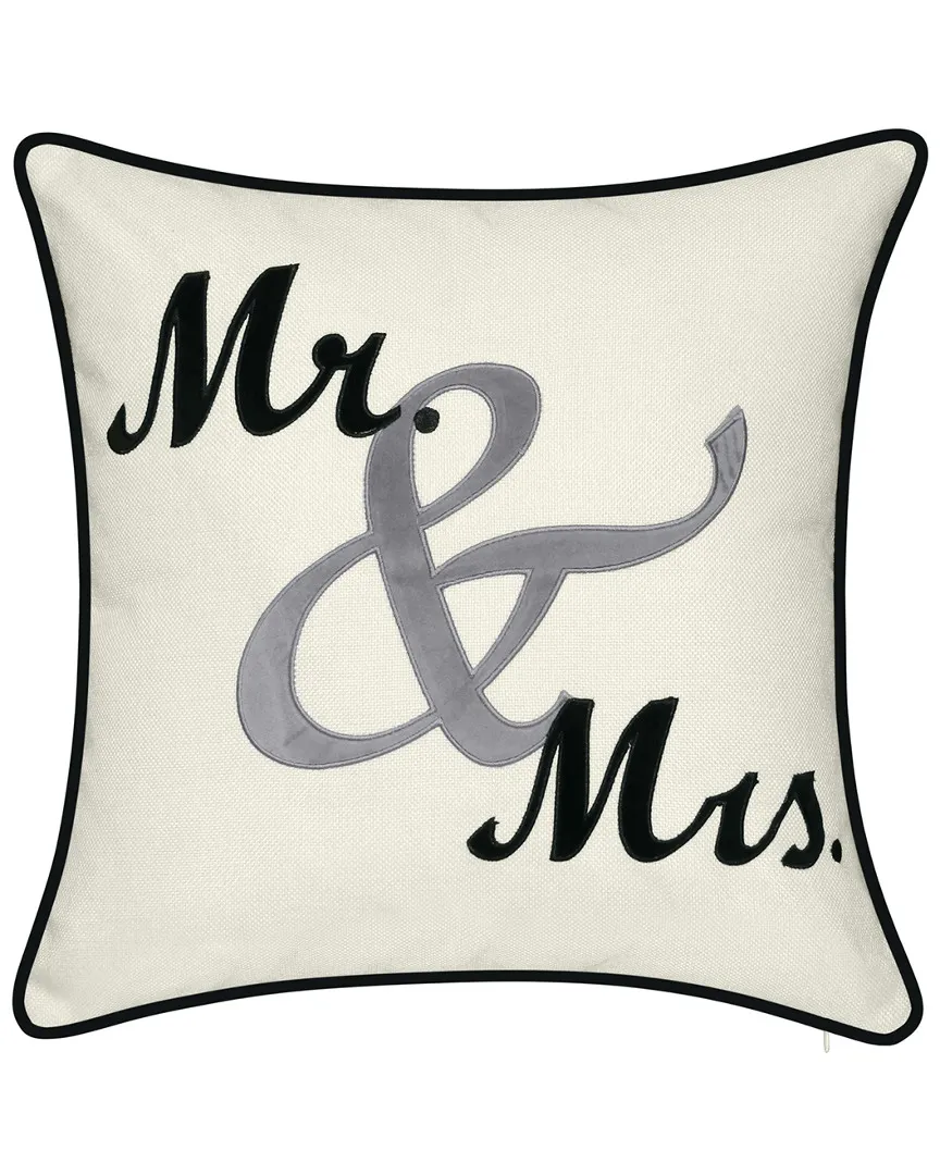 Celebrations Mr. & Mrs. Cursive Embroidered Pillow - Oyster image