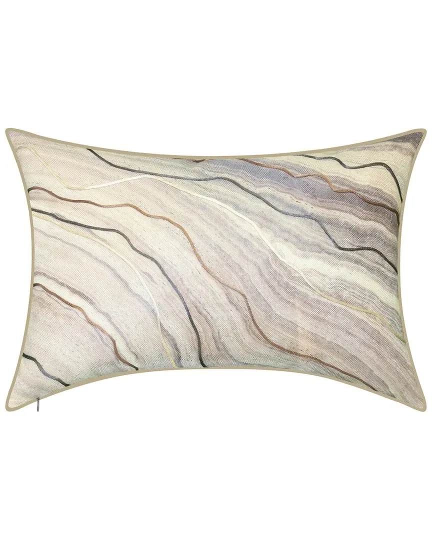 Corded Marble Lumbar Decorative Pillow - Sand, Polyester image