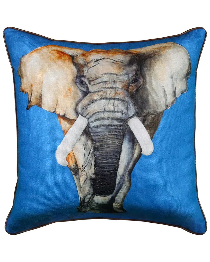 Elephant Reversible Decorative Pillow - Blue, Polyester image