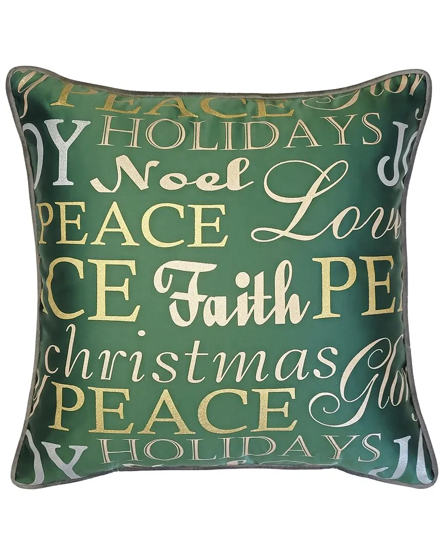 Holiday Typography Decorative Pillow Cover - Green