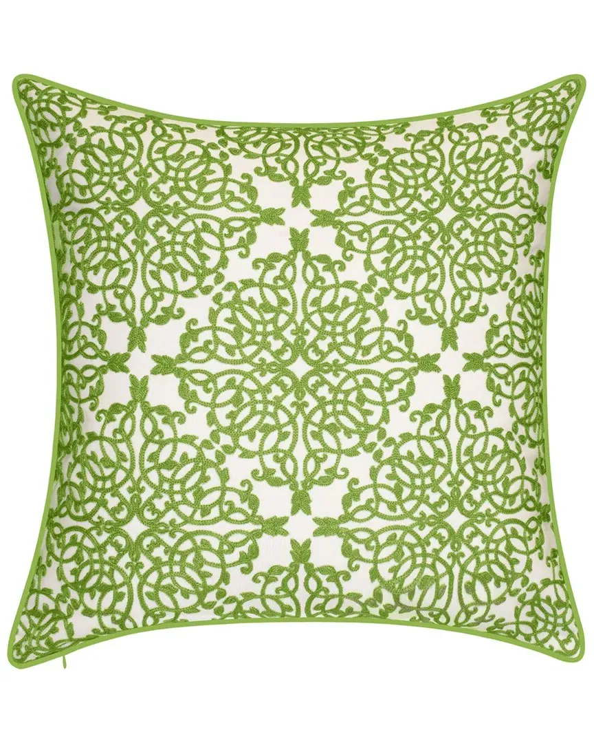 Indoor Outdoor Embroidered Lace Decorative Pillow - Leaf