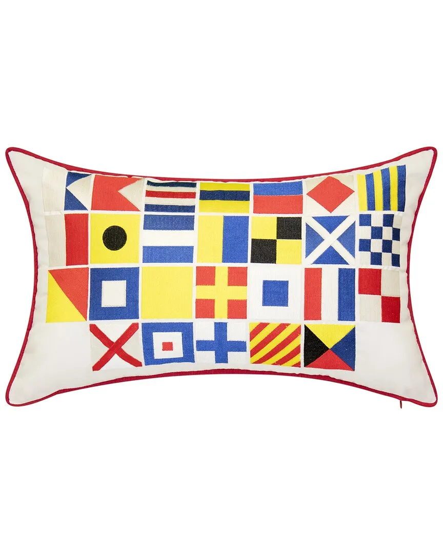 Indoor Outdoor Nautical Flags Reversible Lumbar Pillow - Multi