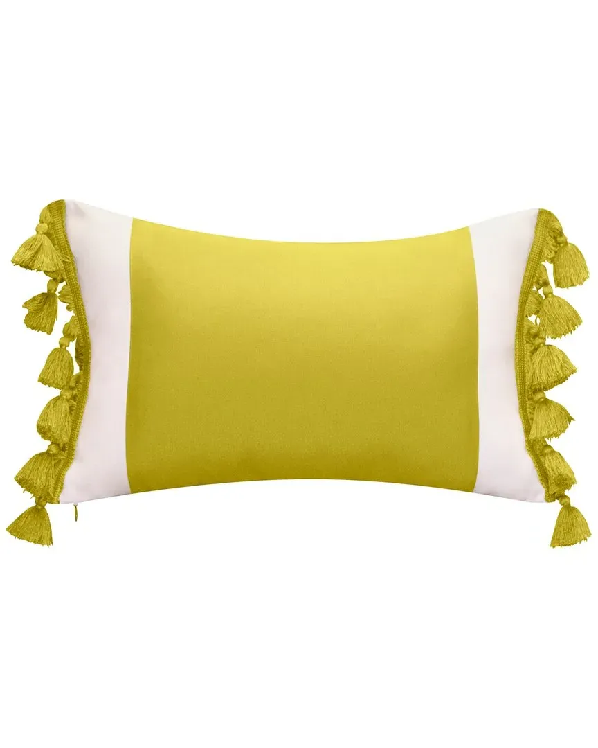 Indoor/Outdoor Colorblock Tassel Fringe Decorative Pillow image