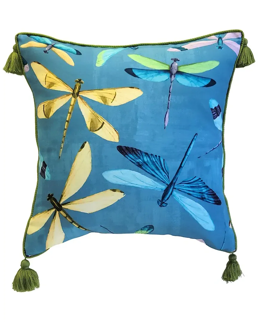 Indoor/Outdoor Colorful Dragonflies Decorative Pillow
