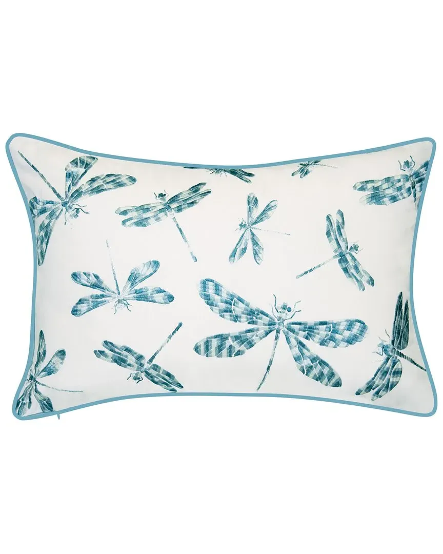 Indoor/Outdoor Embroidered Dragonflies Decorative Pillow image