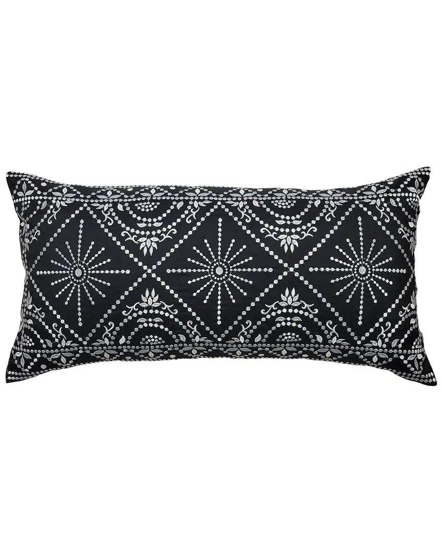 Indoor/Outdoor Embroidered Tile Oblong Decorative Pillow