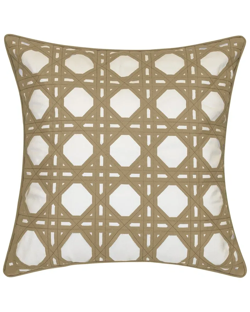 Indoor/Outdoor Rattan Geometric Decorative Pillow - Khaki image