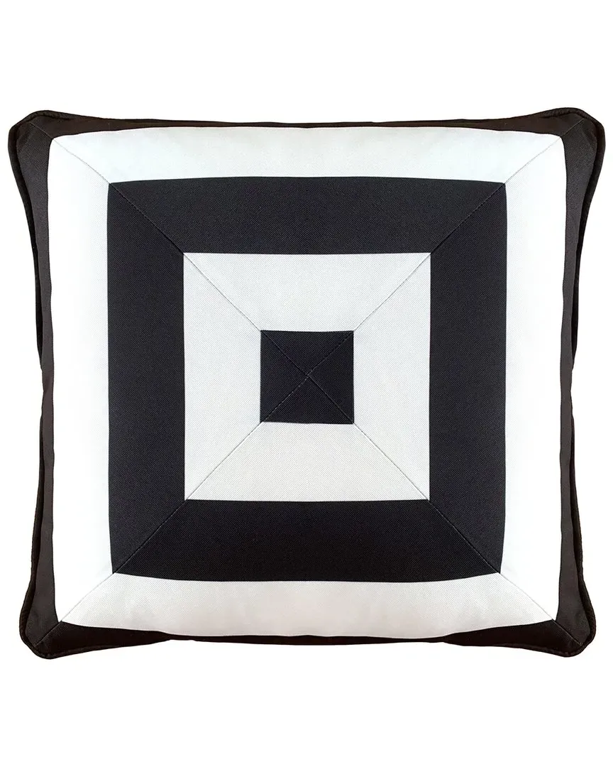 Indoor/Outdoor Reversible Raffia Mitered Stripe Decorative Pillow