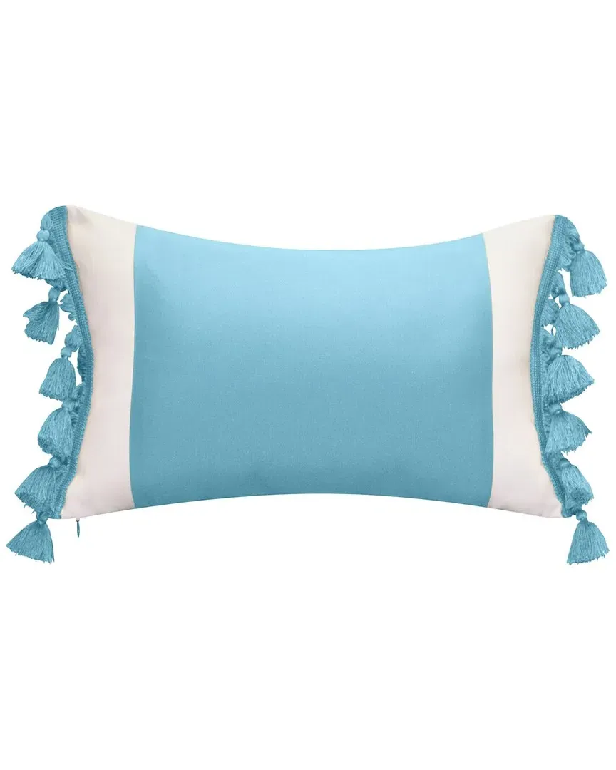 Lumbar Decorative Pillow with Tassel Fringe - Aqua, Polyester image
