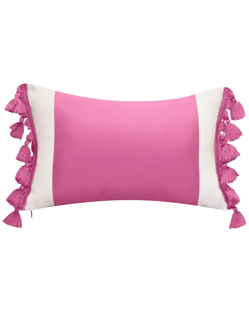 Lumbar Decorative Pillow with Tassel Fringe - Fuchsia, Polyester