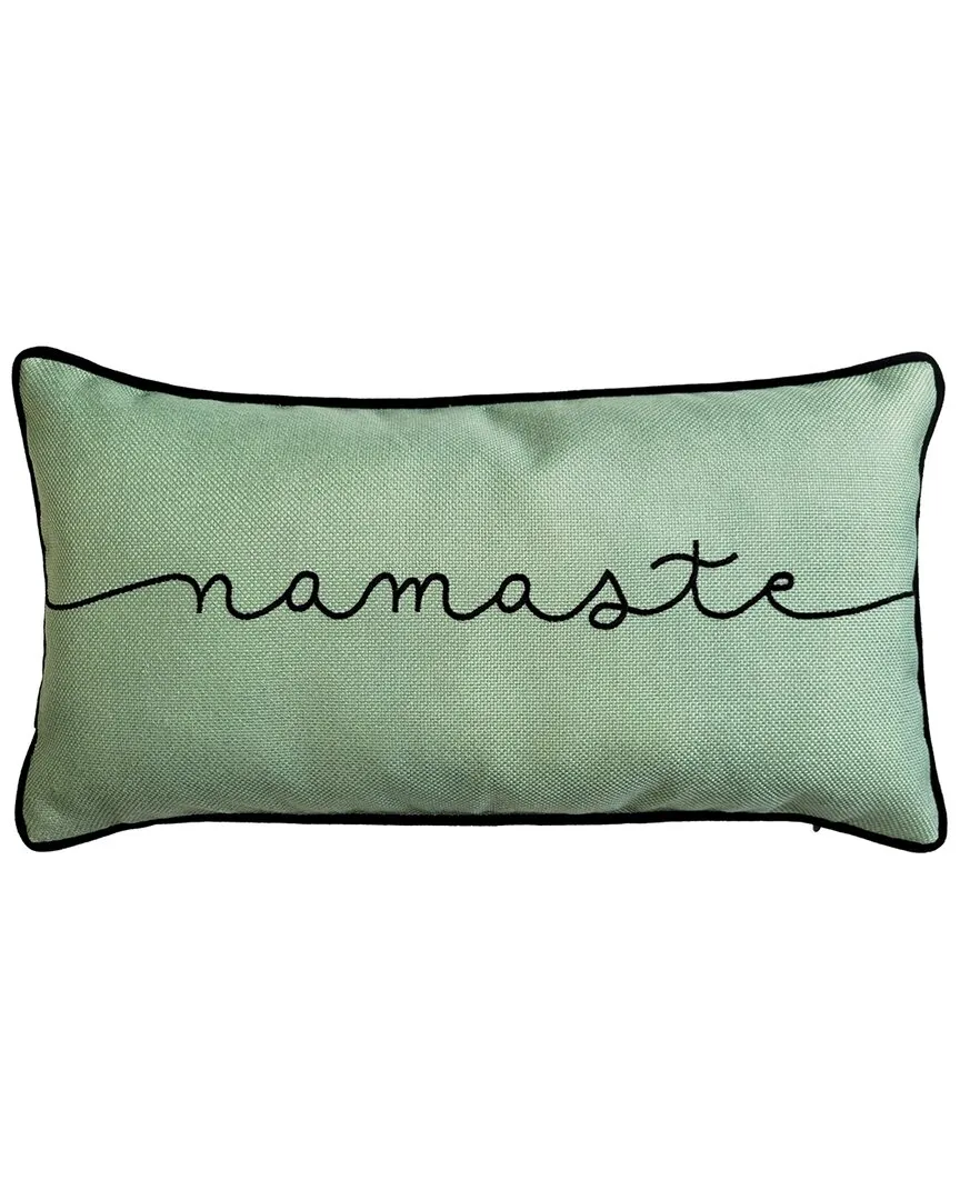 Namaste Embroidered Typography Decorative Pillow - Green image