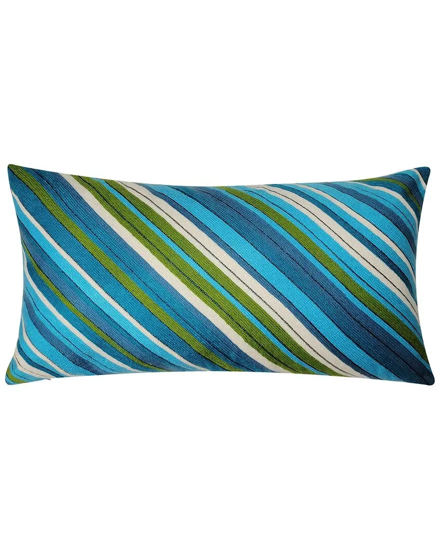 Ombre Bias Crewel Embroidered Stripe Decorative Pillow image