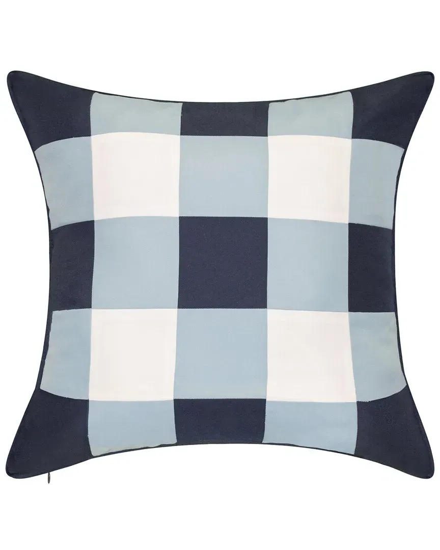 Outdoor Gingham Decorative Pillow - Navy, Polyester