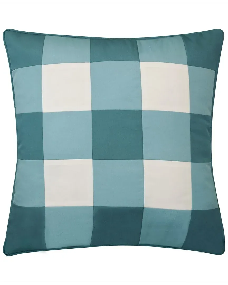 Outdoor Gingham Decorative Pillow - Turquoise, Polyester