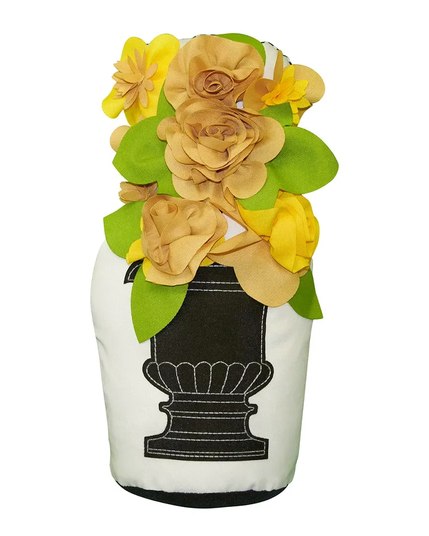 Outdoor Potted Topiary Door Stopper - Yellow Gold, Polyester image