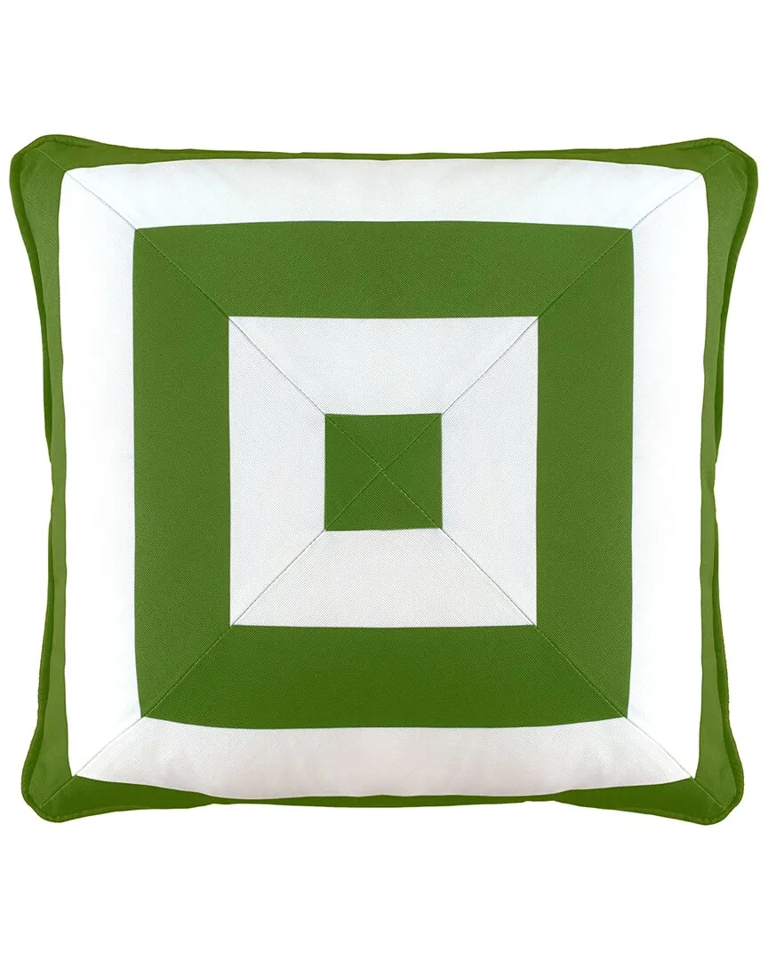 Outdoor Reversible Raffia Mitered Stripe Decorative Pillow - Green image