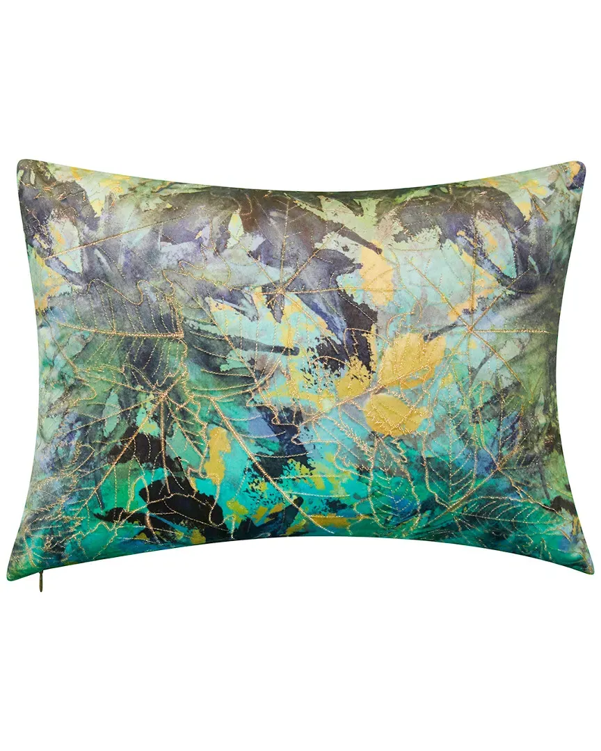 Printed Leaf Decorative Throw Pillow - Mineral Blue, Polyester image