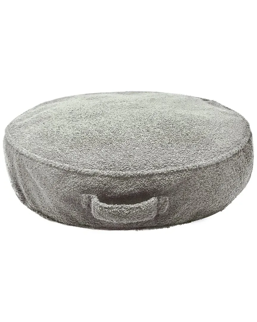 Sherpa Gusseted Round Floor Pillow - Grey