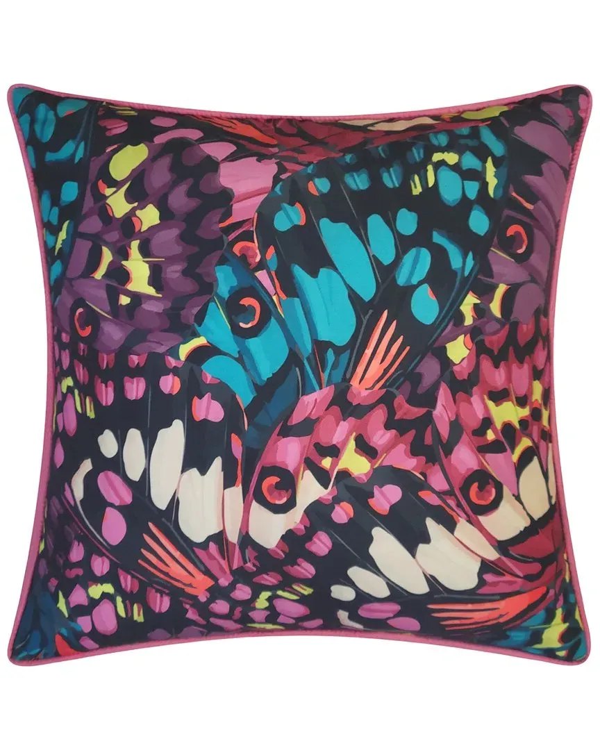 Square Decorative Pillow with Butterfly Wings - Polyester
