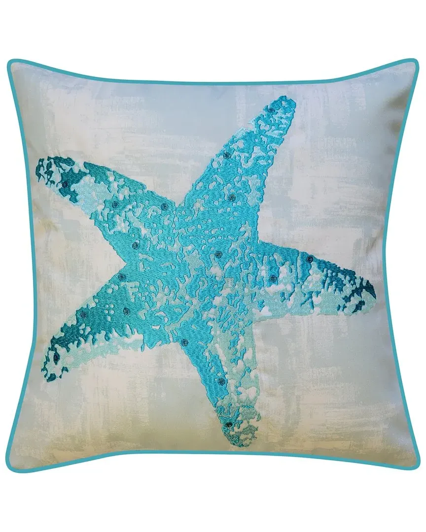 Square Decorative Pillow with Metallic Starfish Embroidery image