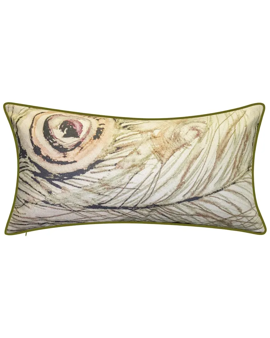 Watercolor Feather Lumbar Decorative Pillow - Sand image