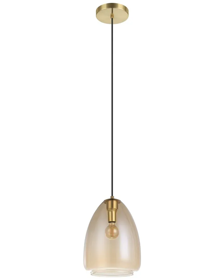 Alobrase 1 Light Pendant - Brushed Gold, Glass