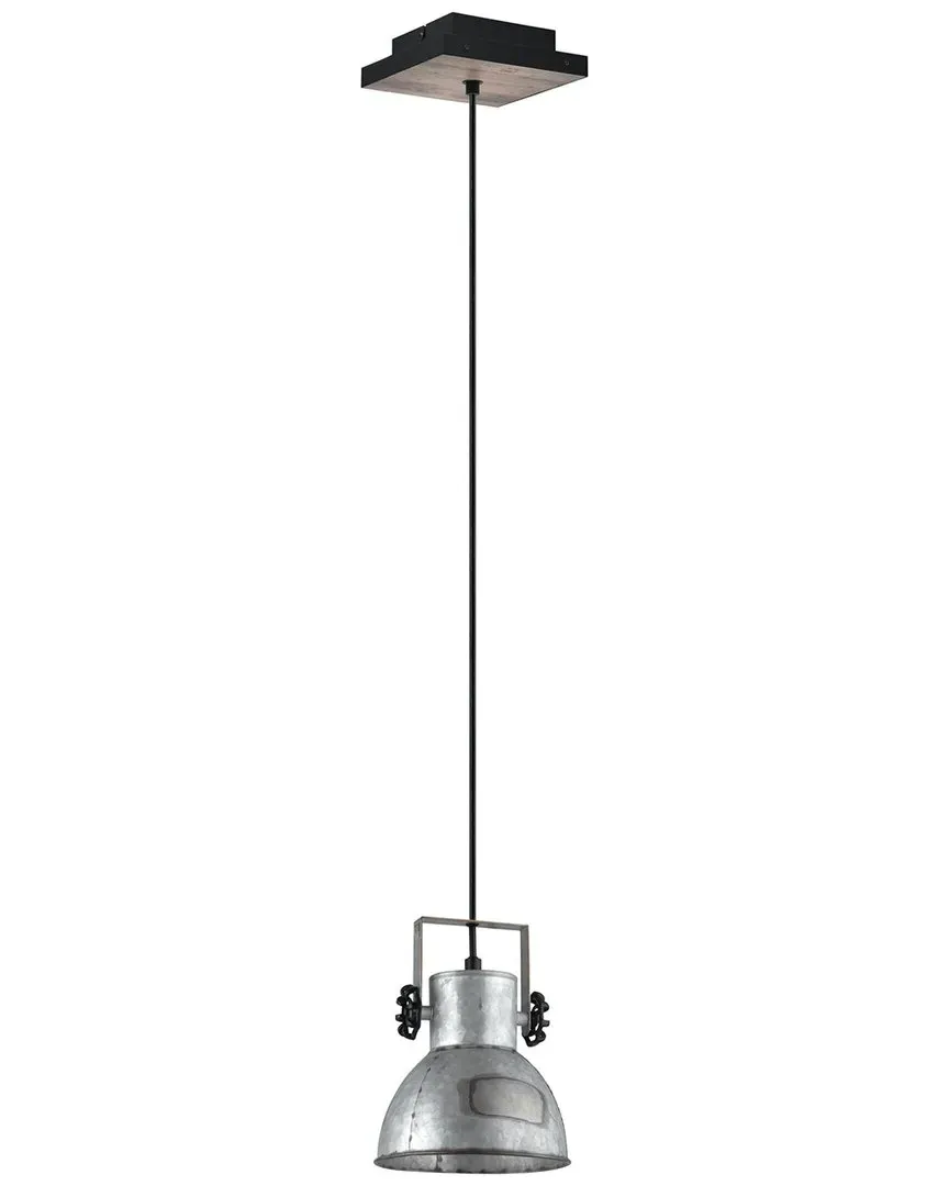 Barnstaple 1 Light Pendant - Distressed Zinc, Black Steel