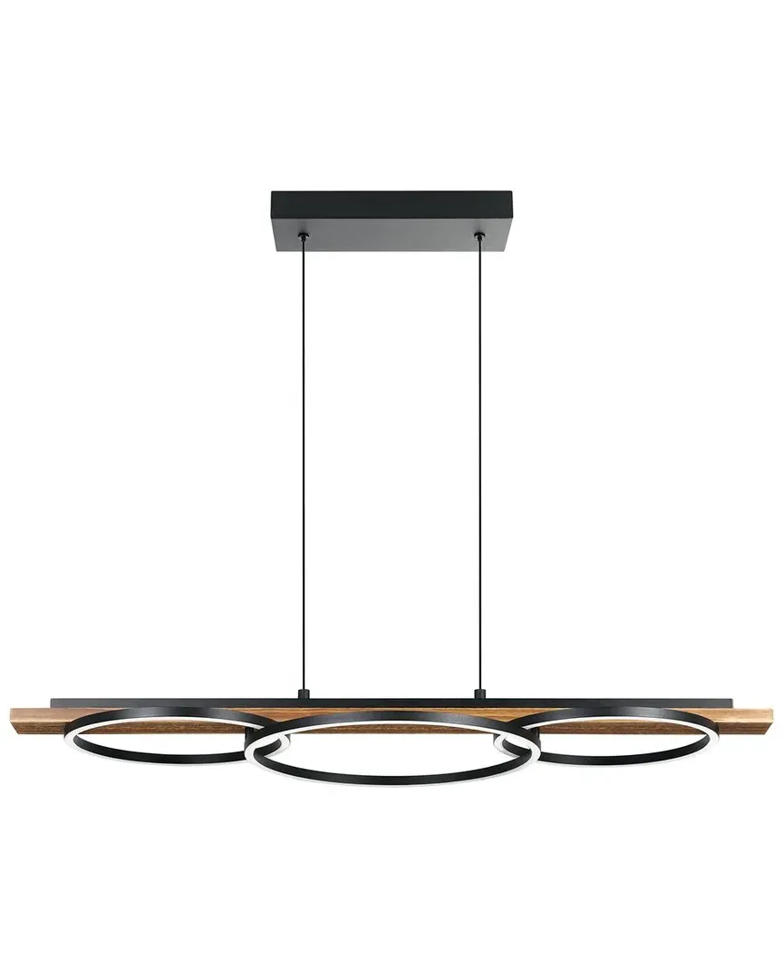 Boyal 3 Light LED Pendant - Black, Pine Wood