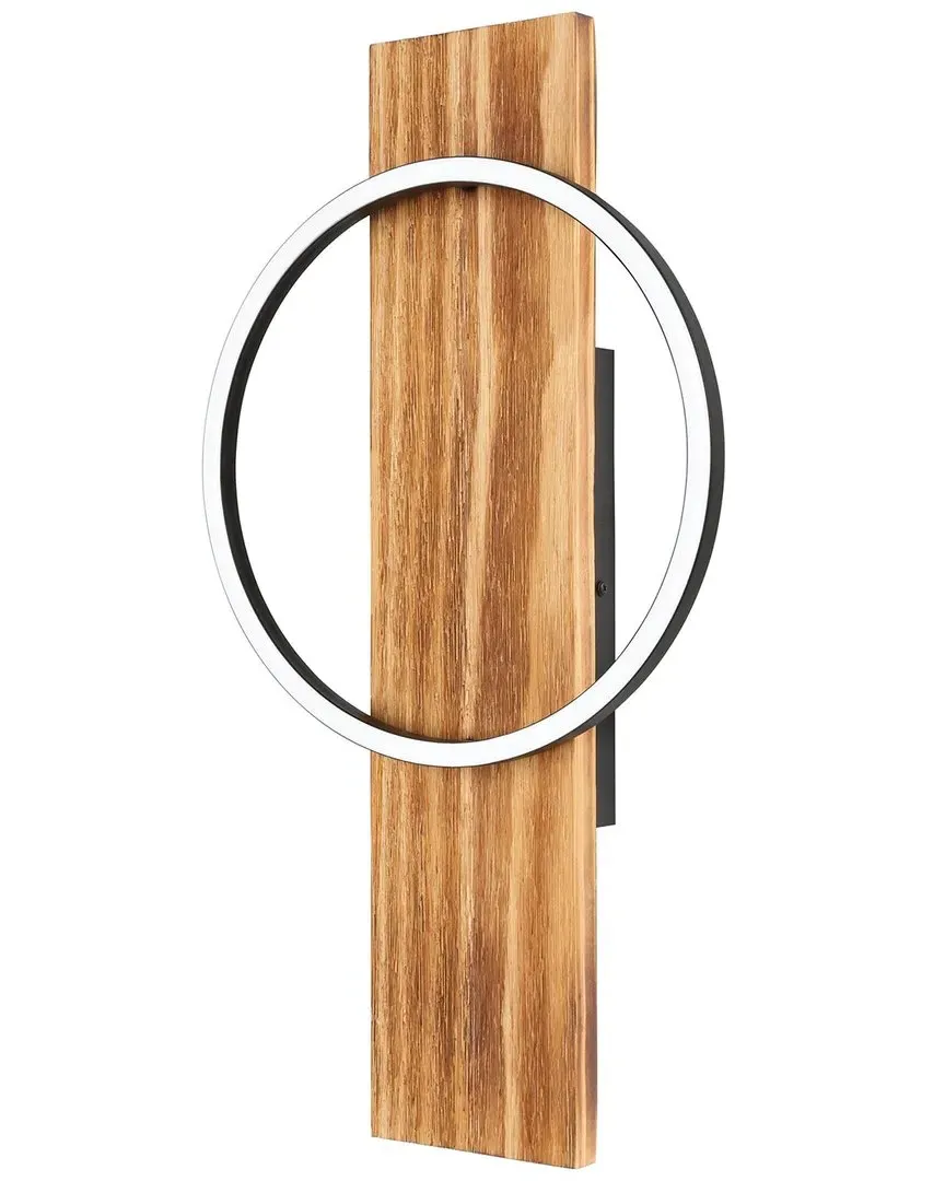 Boyal LED Wall Light - Black, Brushed Pine Wood