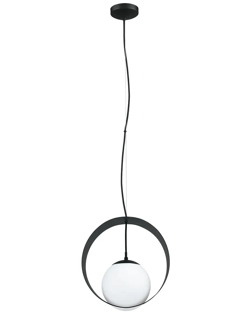 Camargo 1 Light Pendant - Black, White Glass image