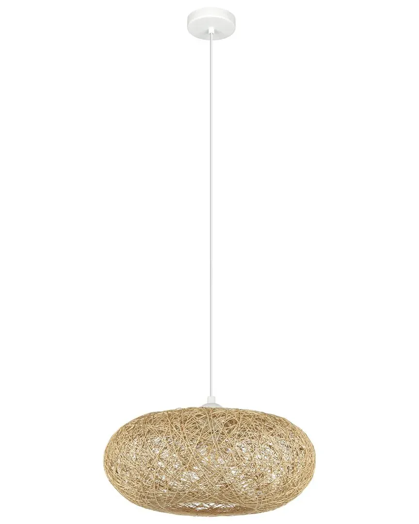 Campilo 1 Light Pendant - White, Beige Wicker image