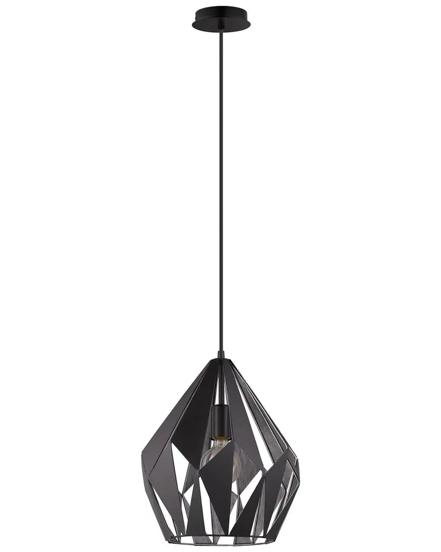 Carlton 1 Light Pendant - Black, Metal