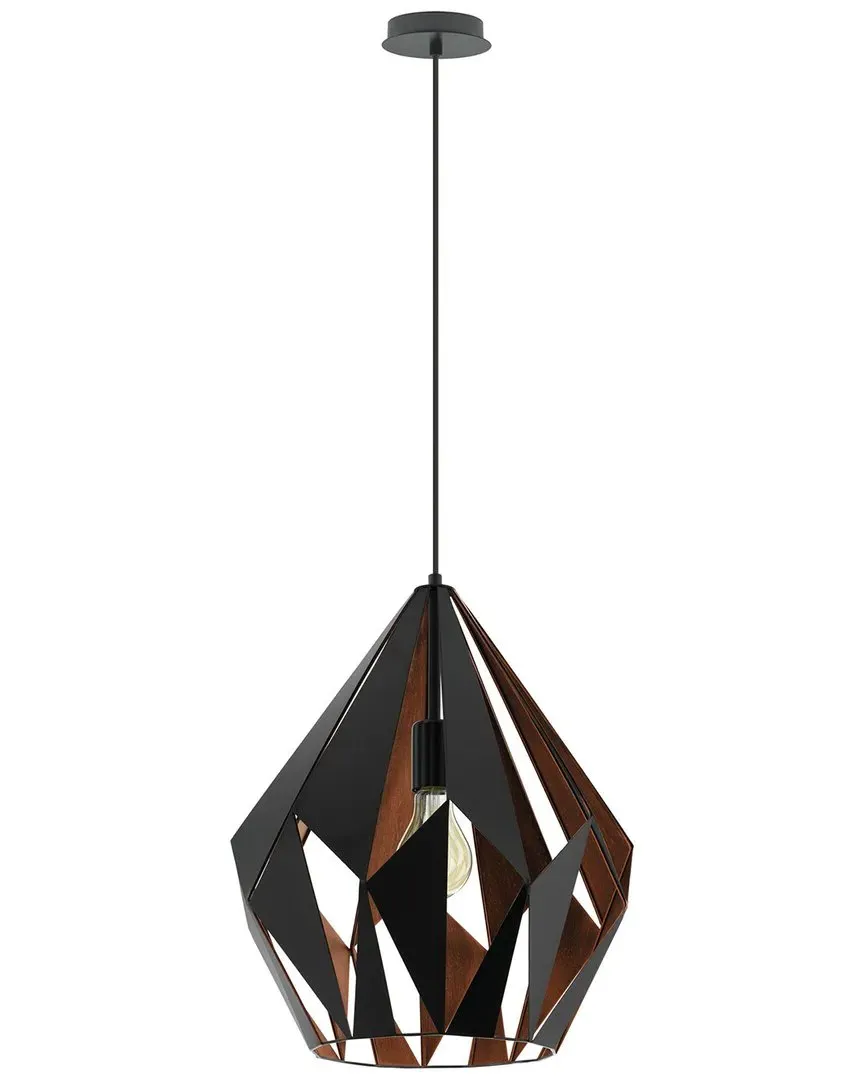 Carlton 1 Light Pendant - Black, Metal