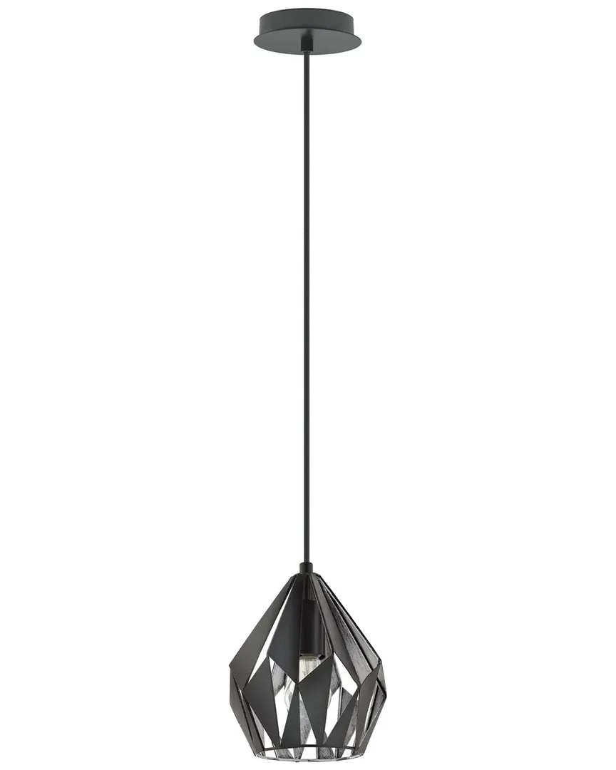 Carlton 1 Light Pendant - Black, Metal