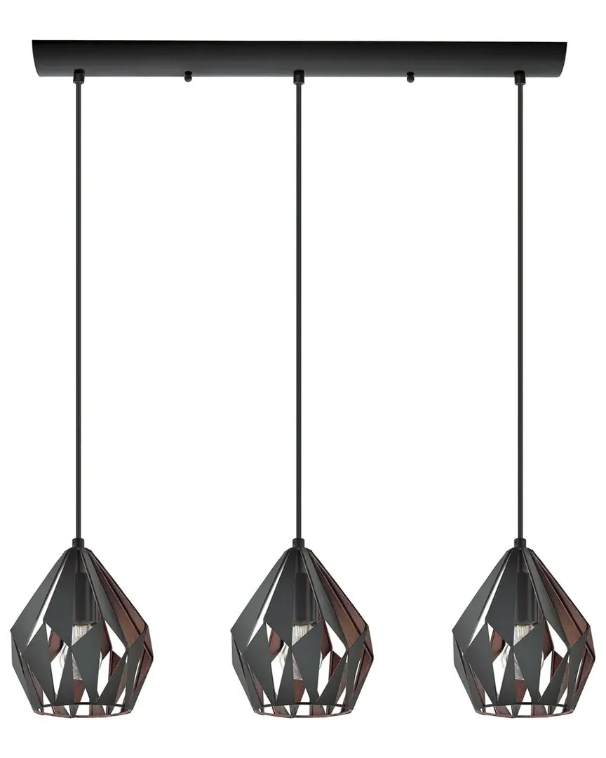 Carlton 3 Light Linear Pendant - Black, Steel image