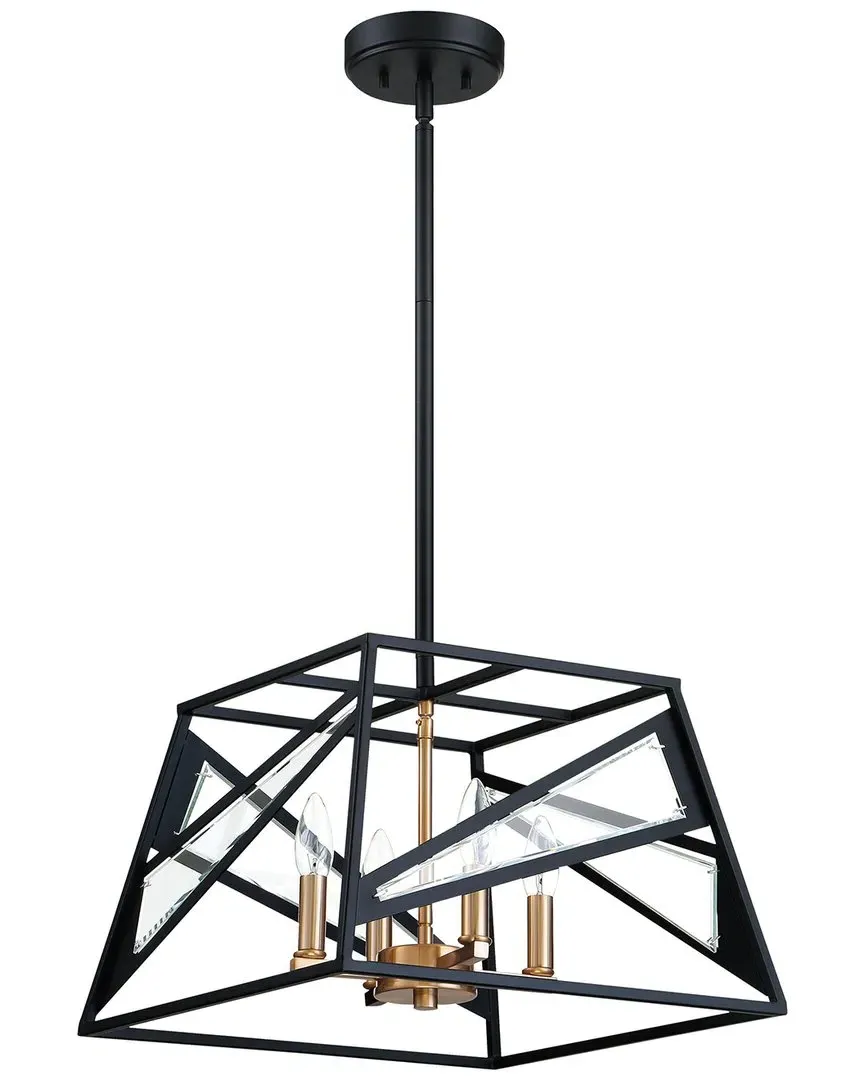 Corrietes 4 Light Geometric Pendant - Black, Metal