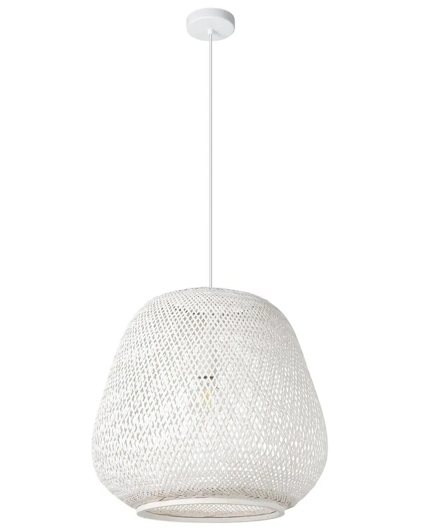 Dembleby 1 Light Pendant - White, Bamboo