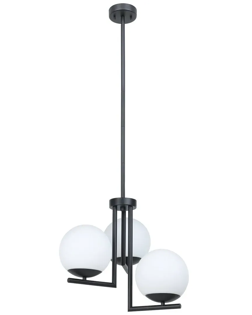 Denver 3 Light Pendant with Opal Sphere Shades - Black image