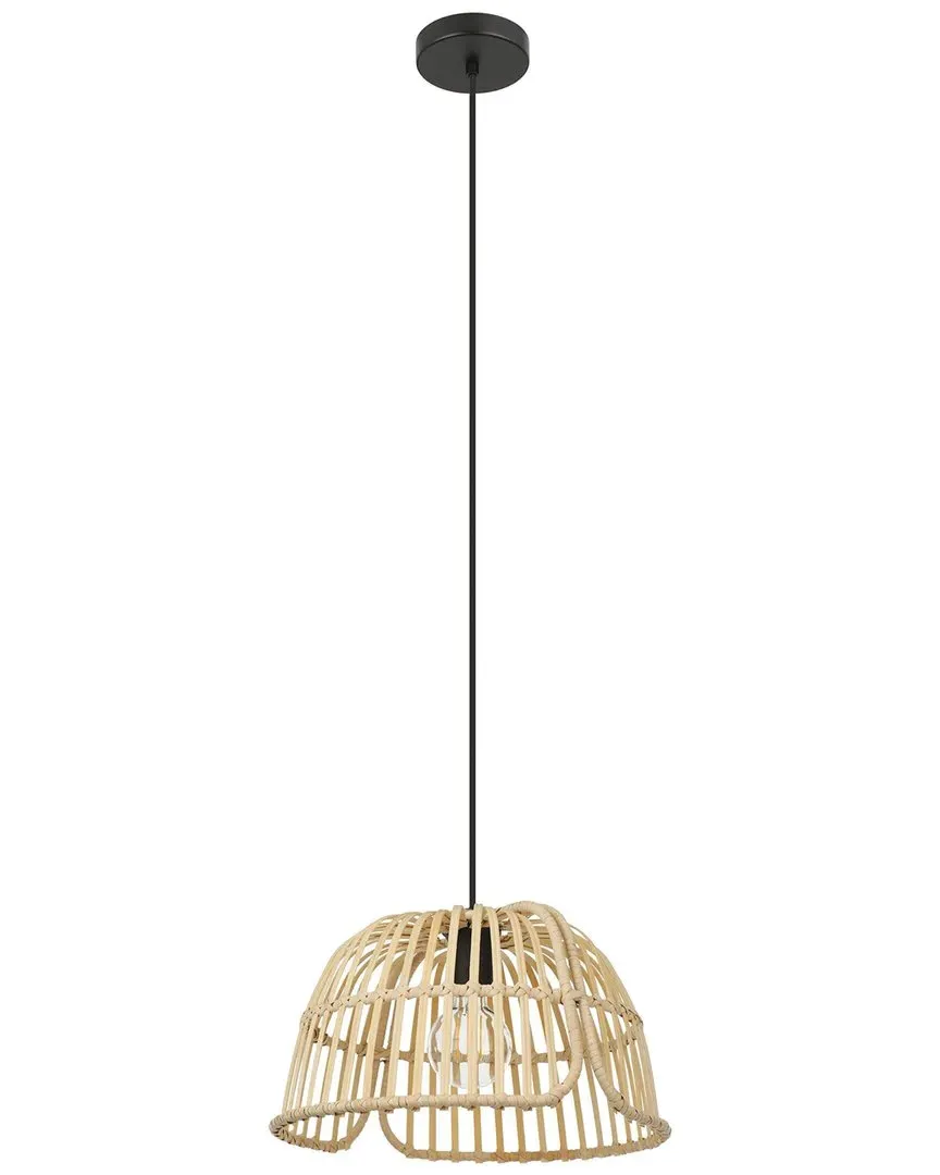 Glyneath 1 Light Pendant - Black, Bamboo