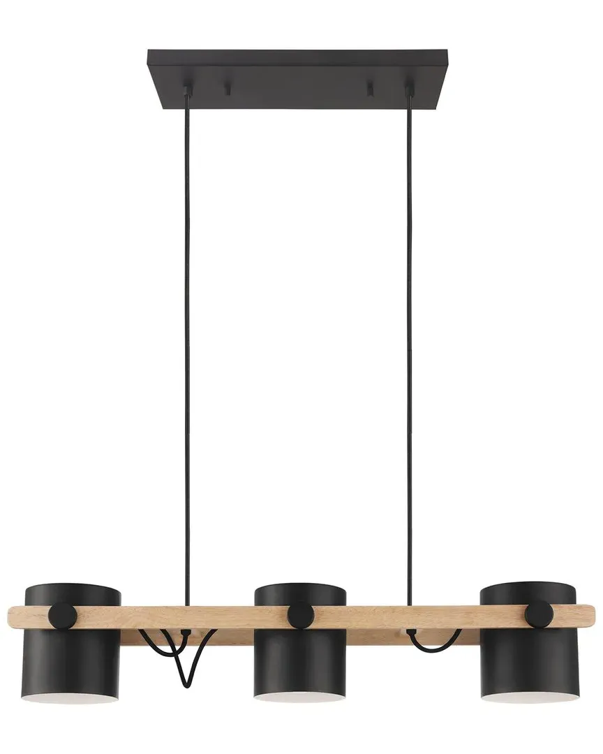Hornwood 3 Light Linear Pendant - Black, Wood