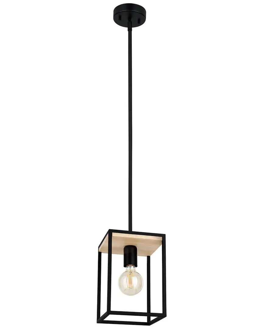 Libertad 1 Light Open Frame Pendant - Black, Wood image