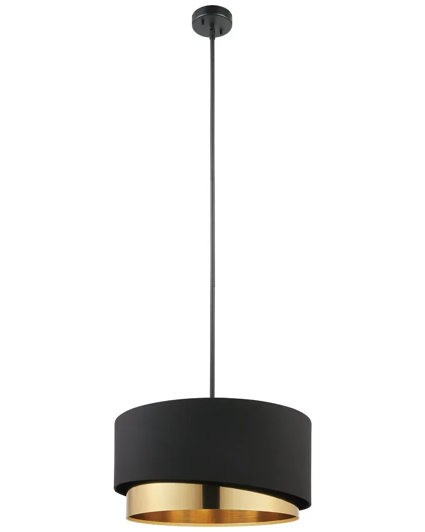 Manderline 1 Light Pendant with Drum Shade - Black, Steel image