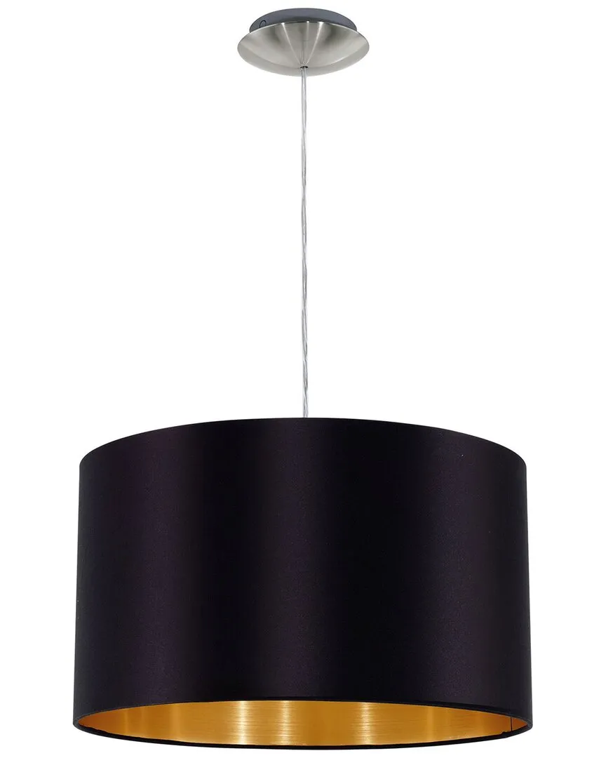 Maserlo 1 Light Pendant - Black & Gold, Fabric