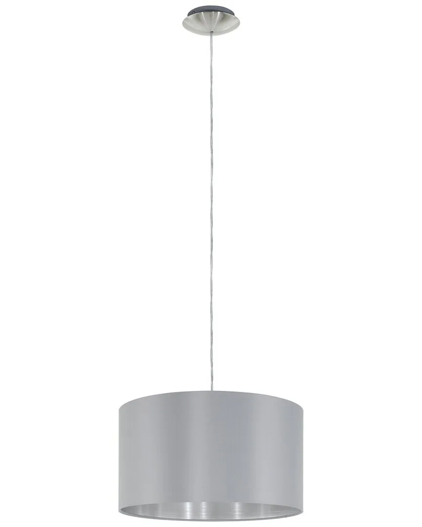 Maserlo 1 Light Pendant - Grey & Silver, Fabric image