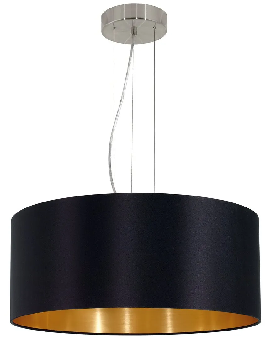 Maserlo 3 Light Pendant - Black & Gold, Fabric