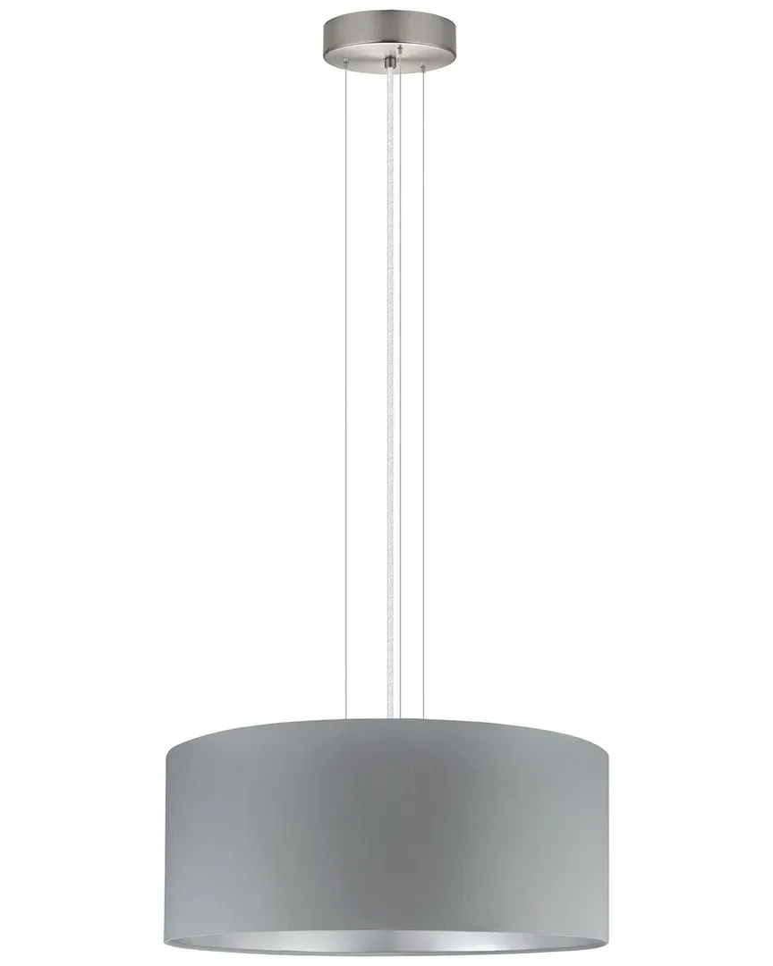 Maserlo 3 Light Pendant - Grey & Silver, Fabric
