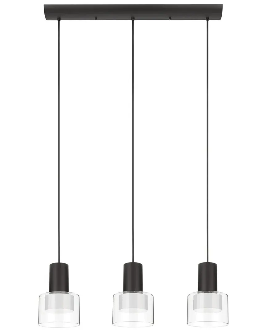 Molineros 3 Light Linear Pendant - Black, Glass
