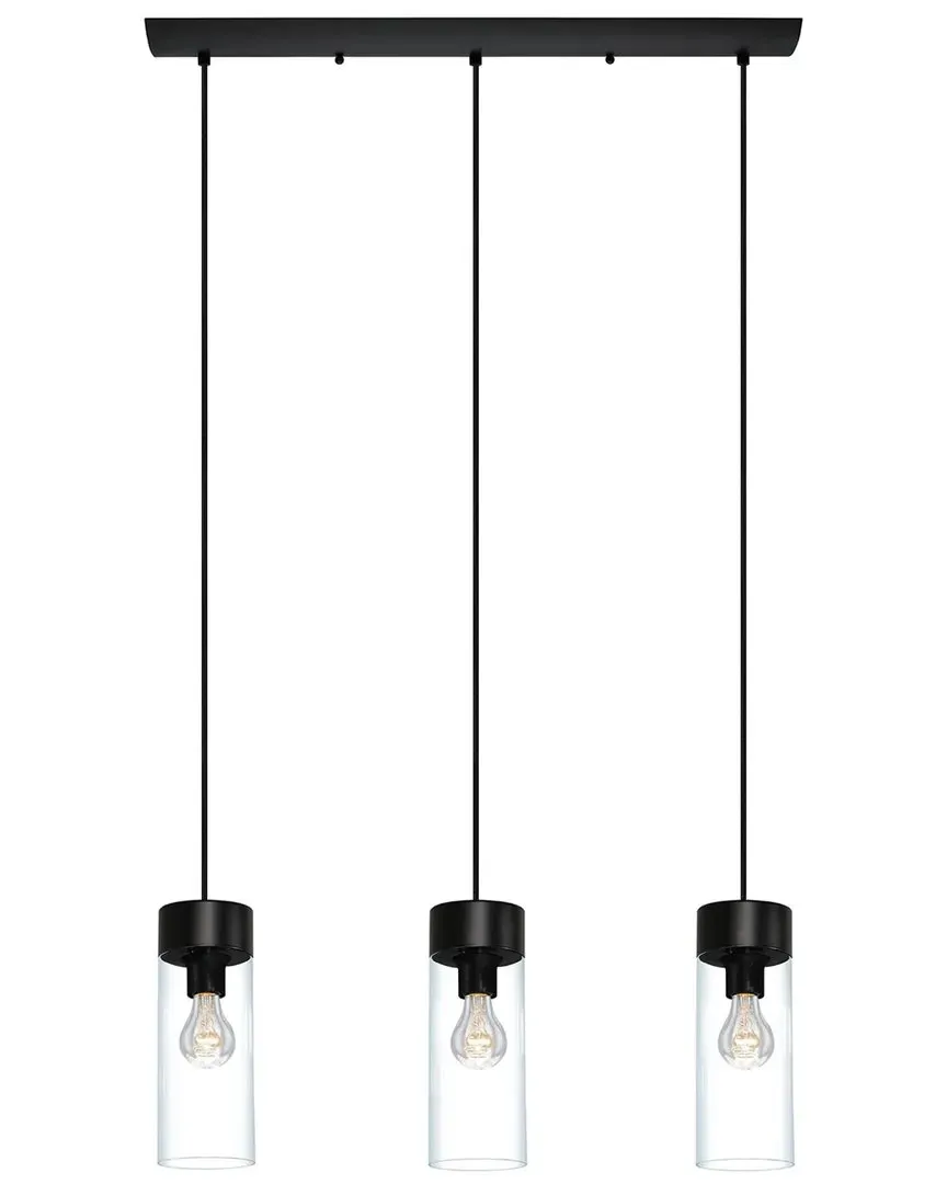 Montey 3 Light Linear Pendant - Matte Black, Clear Glass