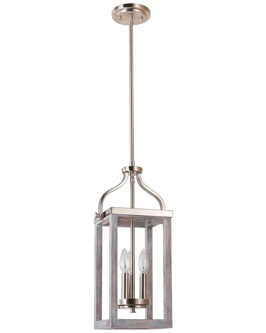 Montrose 3 Light Pendant - Acacia Wood, Brushed Nickel