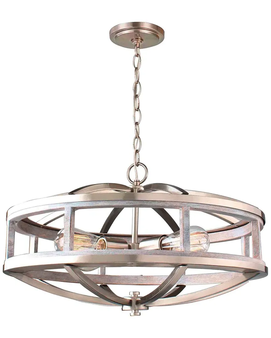 Montrose 4 Light Chandelier - Acacia Wood, Brushed Nickel